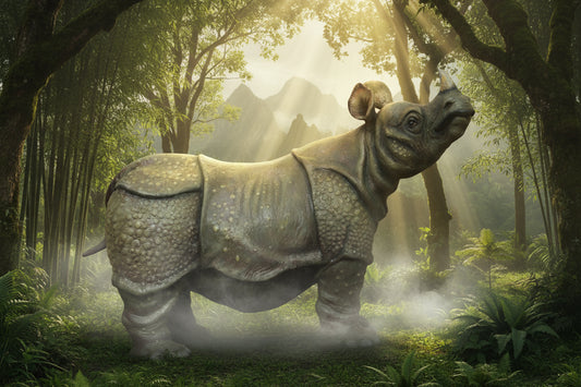 FRP Rhinoceros Statue – Handcrafted Wildlife Art for Garden & Corporate Décor