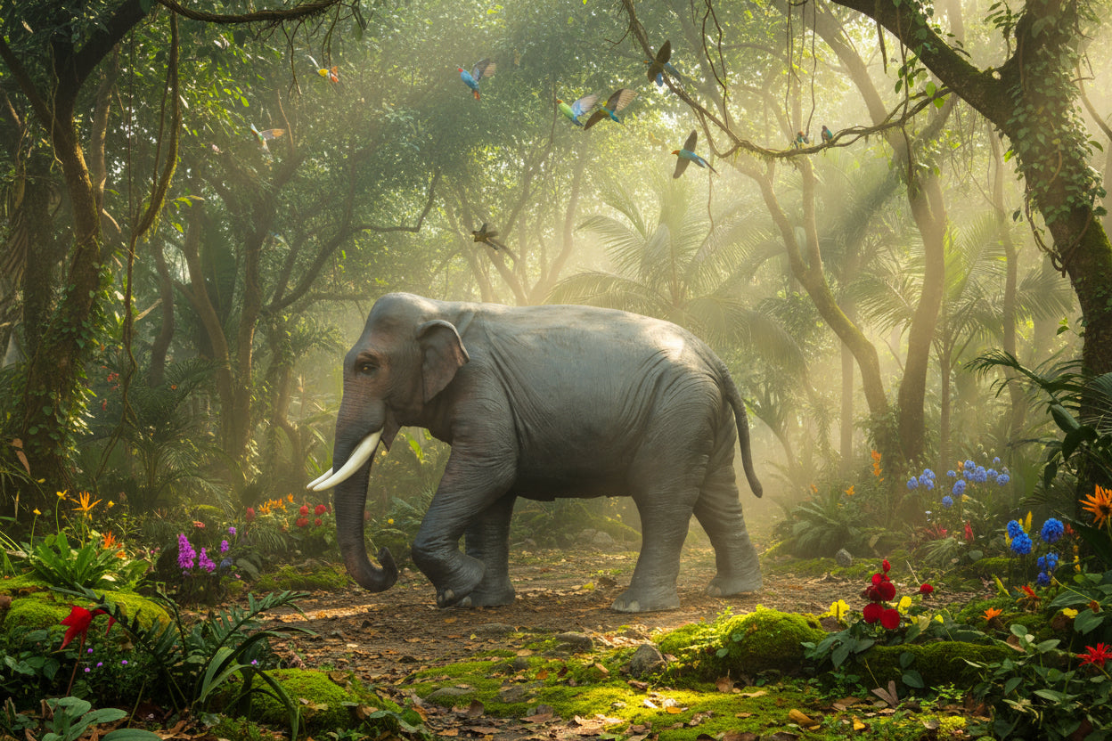 Majestic FRP Elephant Statue – Handcrafted Wildlife Art for Home & Garden